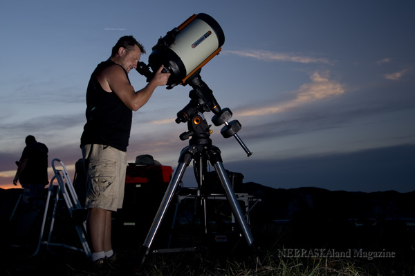 Astronomer and telescope