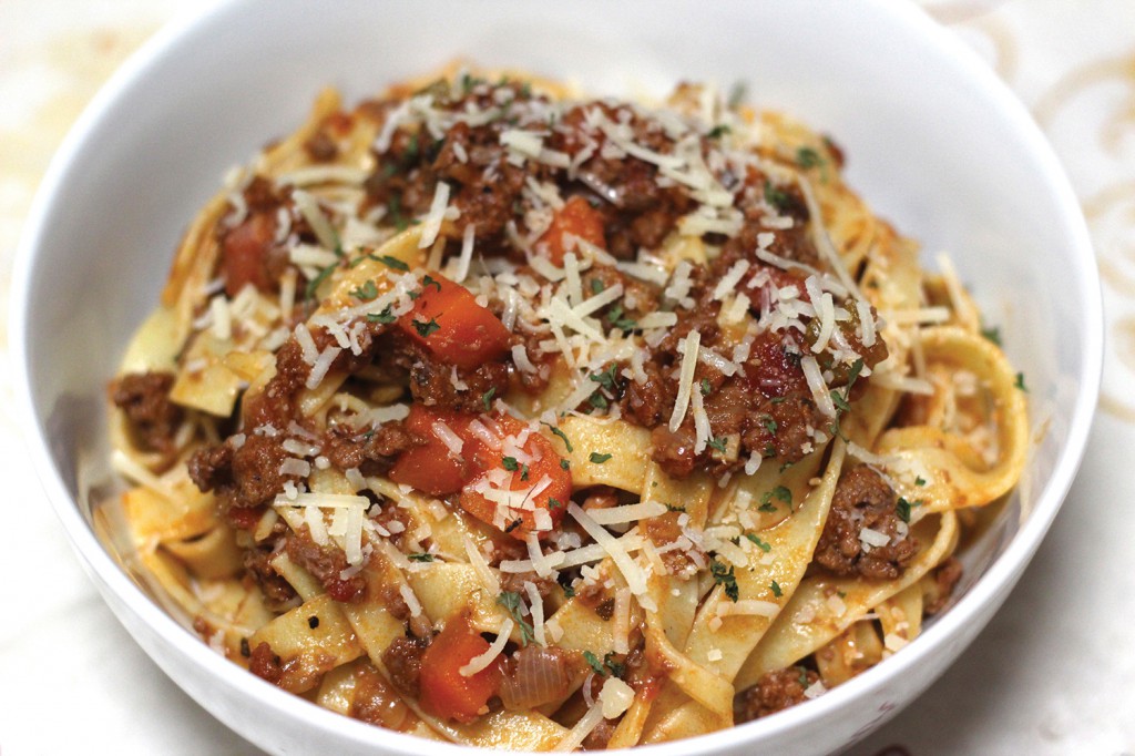 Tagliatelle with Rich Three-Meat Sauce. Jenny Nguyen/Food For Hunters
