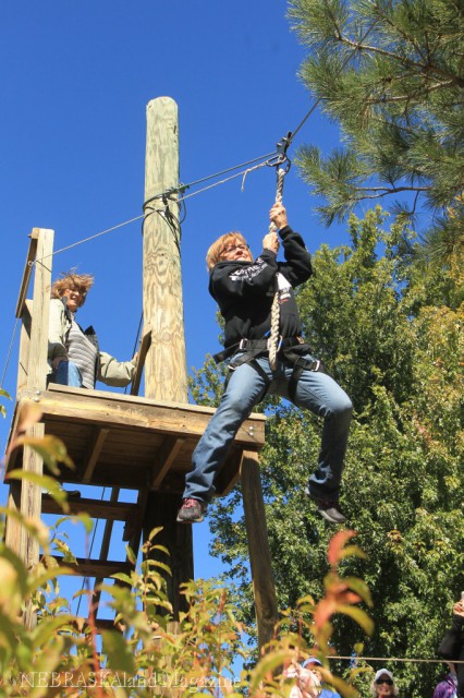 The zip line builds courage for those that have never tried it.