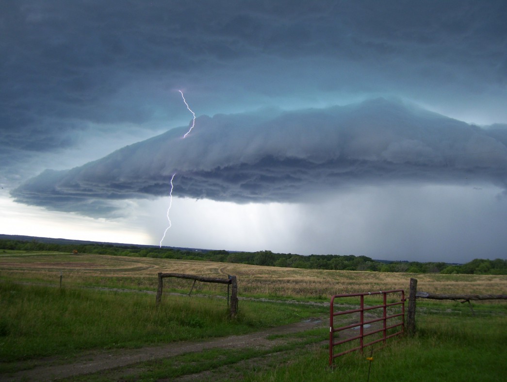 Thunderstorm approacing a Johnson County farm. Photo courtesy of Jack L. Nelson, Omaha, NE.