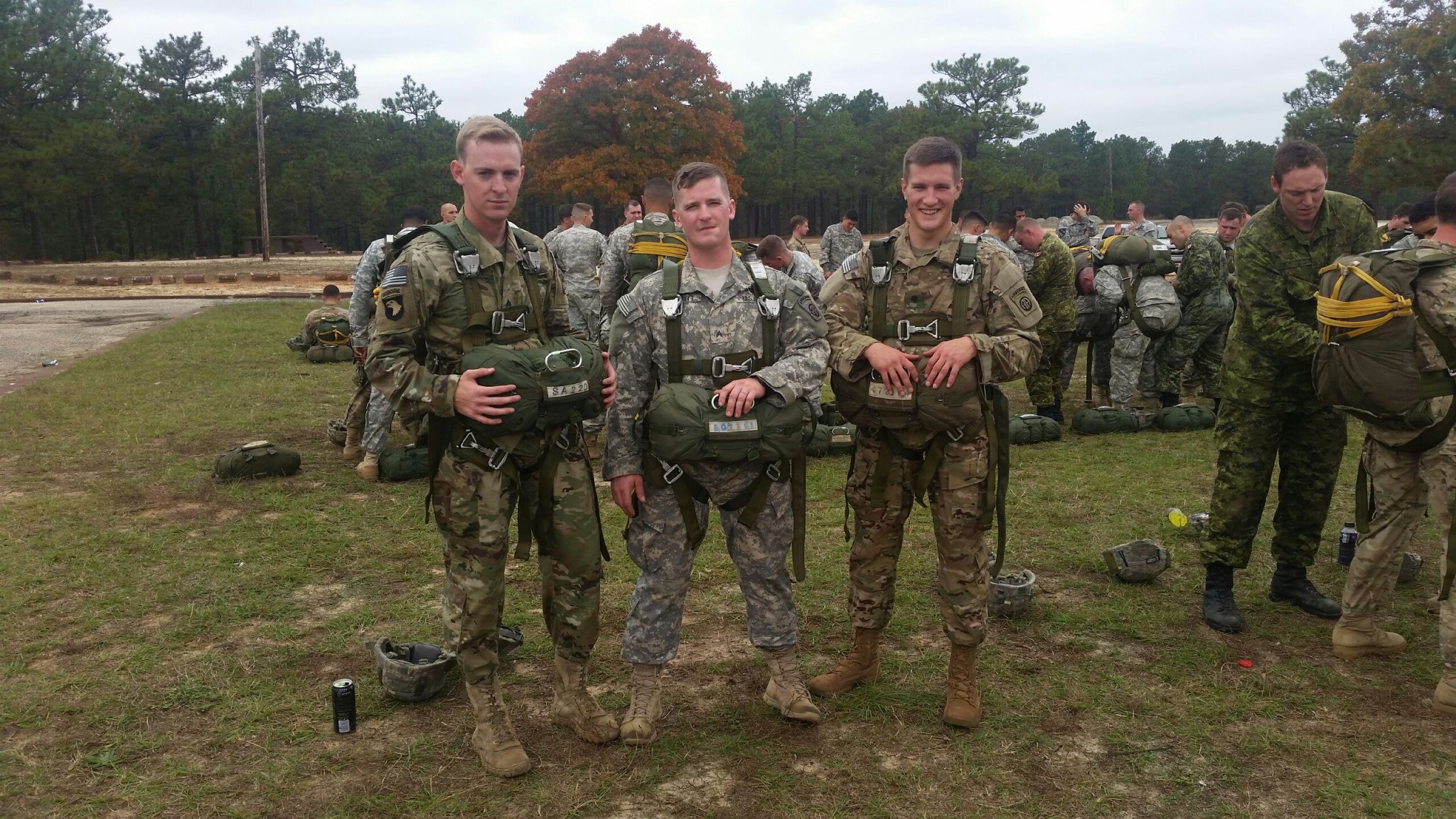 Spec. Tyler Nichols is pictured third from left to right ready for a "jump" with fellow 82nd Paratroopers.