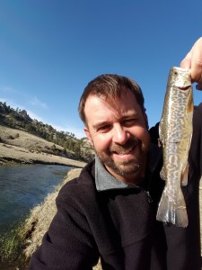Author with tiger trout.