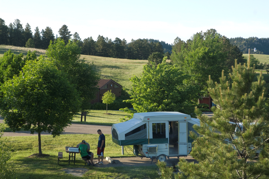Camping at Chadron State Park. Photo courtesy of Nebraska Game and Parks Commission.