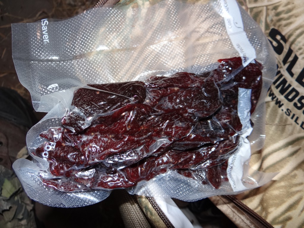 Package of homemade Canada goose jerky before presenting it to the landowner. Photo by Greg Wagner.