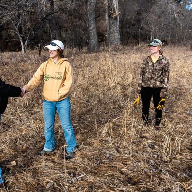 prospective hunters shake hands with landowners after asking for permission to hunt on their lands.