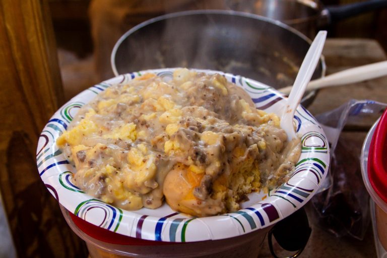 Eggs, biscuits and gravy.