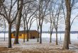 Pictured are the cabins at Lewis & Clark State Recreation Area in Knox County. Kurrus, Feb. 7, 2008. Copyright NEBRASKAland Magazine, Nebraska Game and Parks Commission.