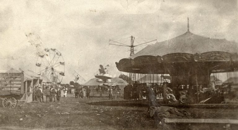 Vintage photo of a carnival in Omaha, Nebraska in 1889.