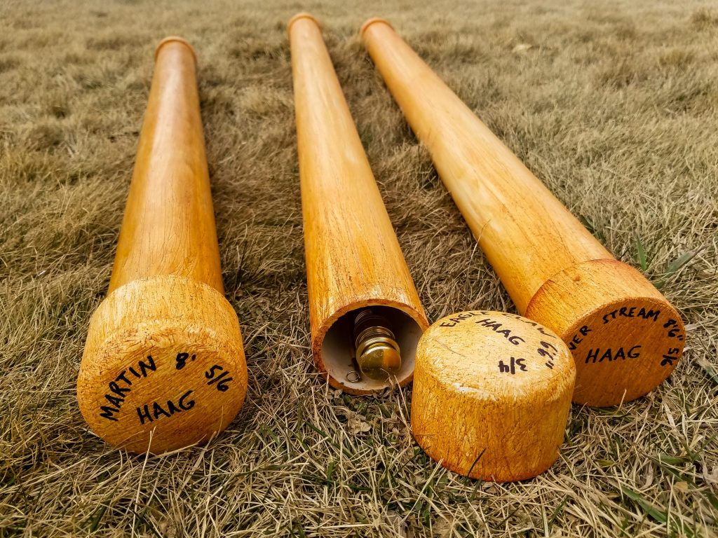 Fishing rod cases made with PVC pipes.