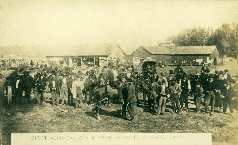 One of the earliest Nebraska State Fairs, and the first of two held in Brownville, 1870.