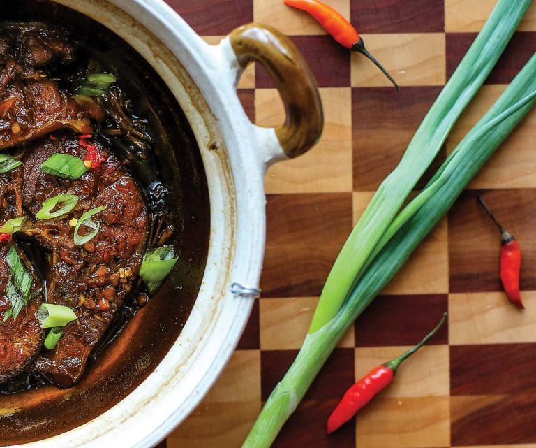 Vietnamese catfish braised in a clay pot.