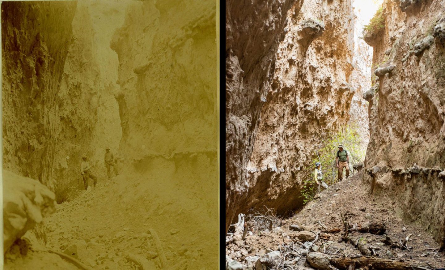 Historical and recreated photo of Devil's Den