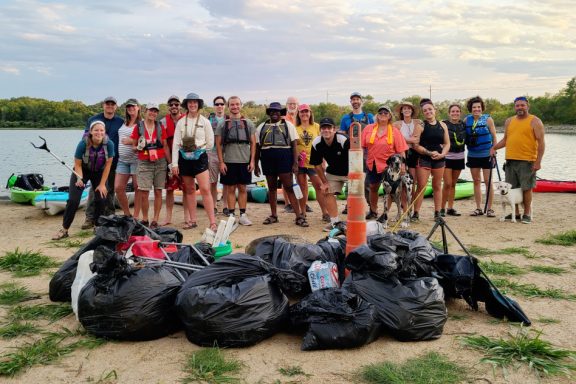 kayak cleanup group photo