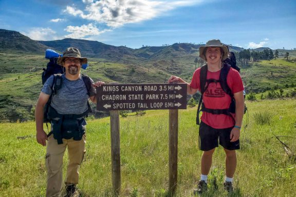 Justin and Sawyer Haag on the Pine Ridge Trail