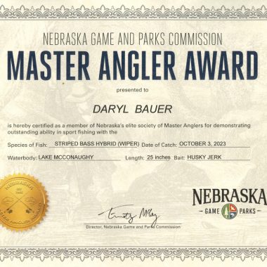 Master Angler Award certificate
