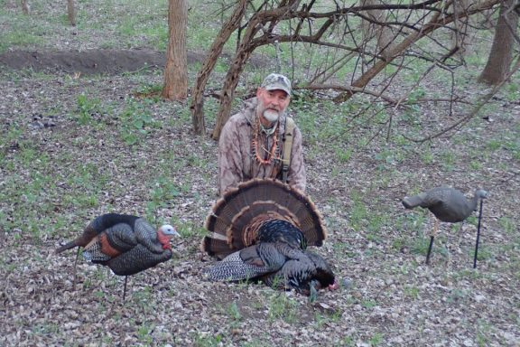 Daryl Bauer with a turkey he harvested.