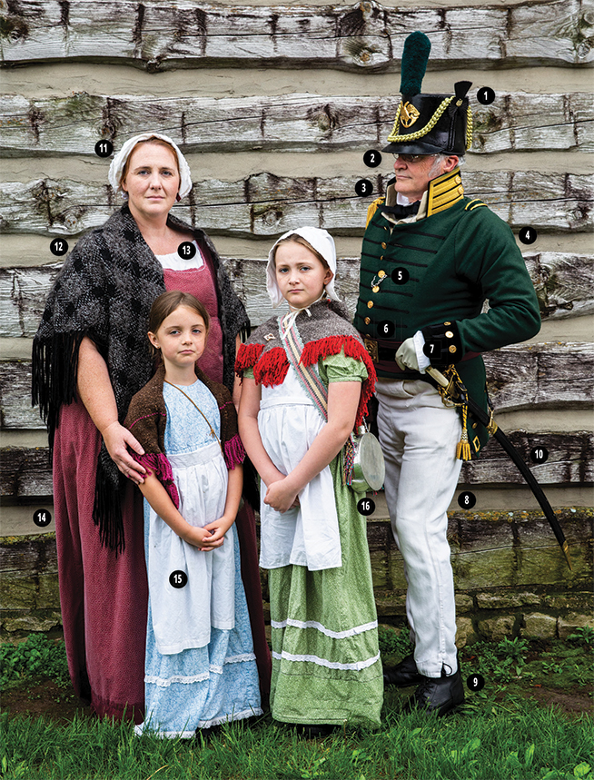 A woman, man and two girls dressed in period clothing at Fort Atkinson State Historical Park.