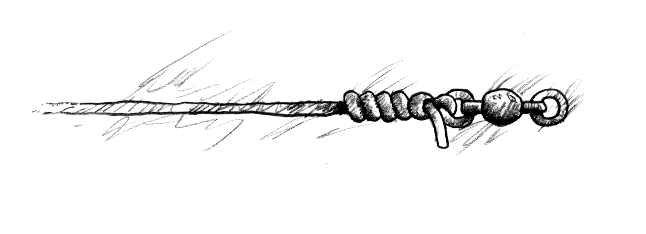 illustration of a fishing wire knot tying instructions