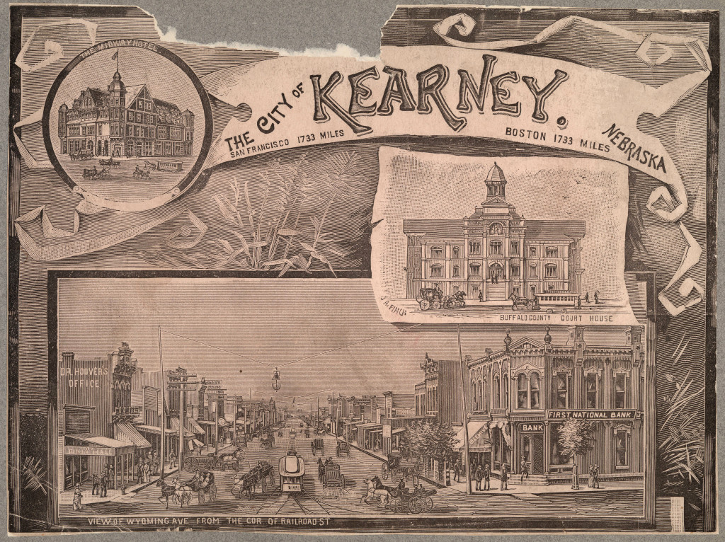 a lithograph drawing touting Kearney as a vibrant city