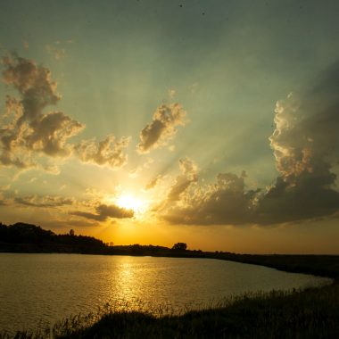 A lake at sunset.