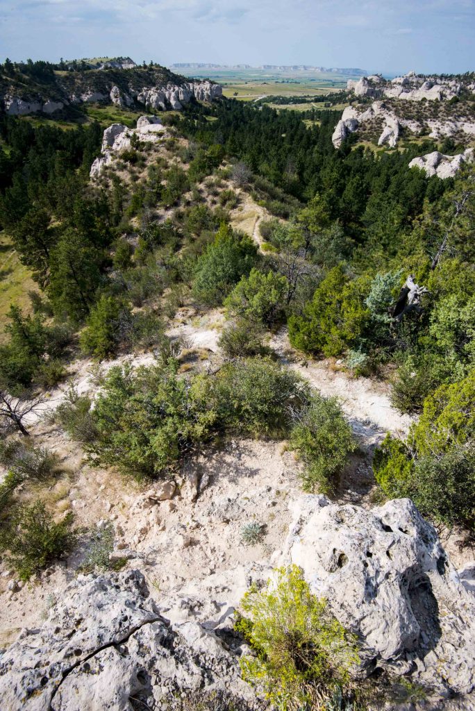 View atop an overlook of rugged terrain at Wildcat Hills SRA.