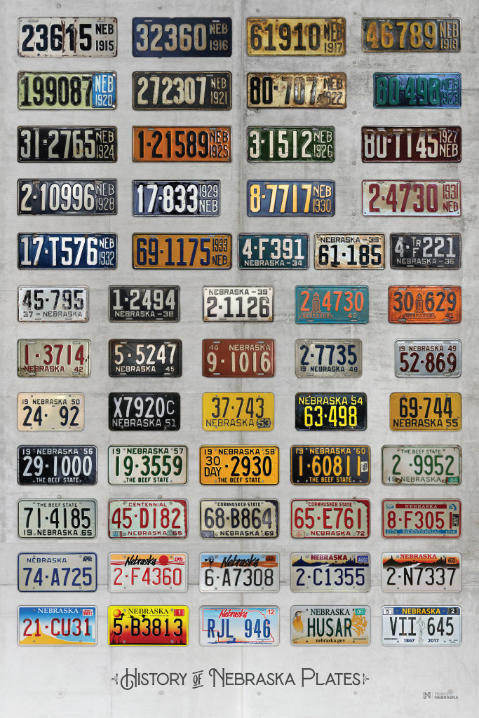 A collage of every license plate Nebraska has issued