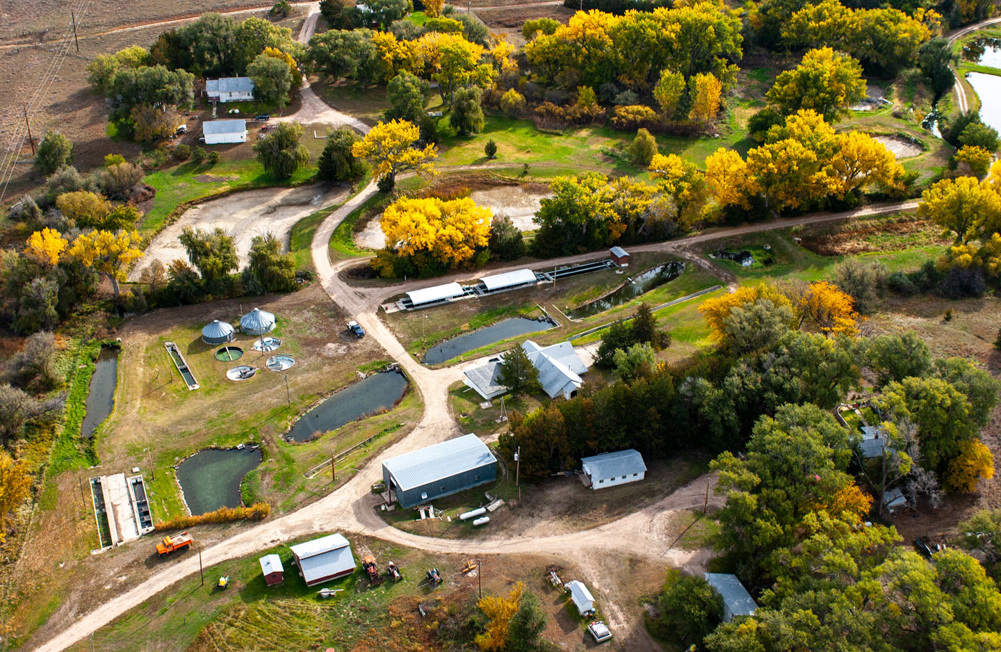 An aerial view shows the Rock Creek Fish Hatchery in Dundy County in 2000.