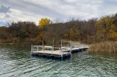 Fishing pier on a lake.