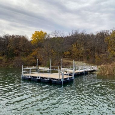 Fishing pier on a lake.