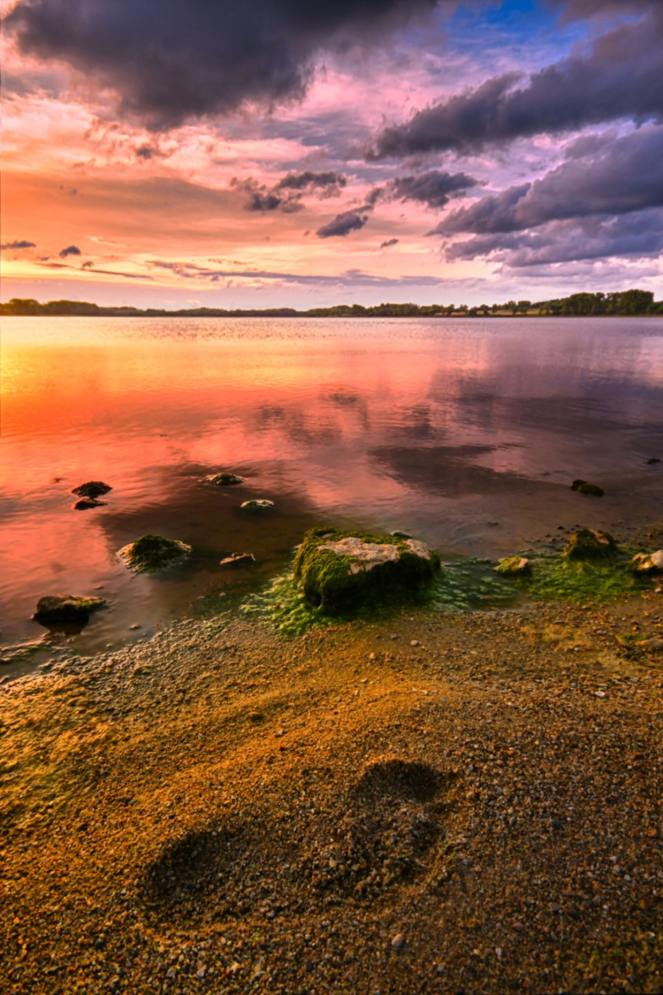 Sunset on a beach.