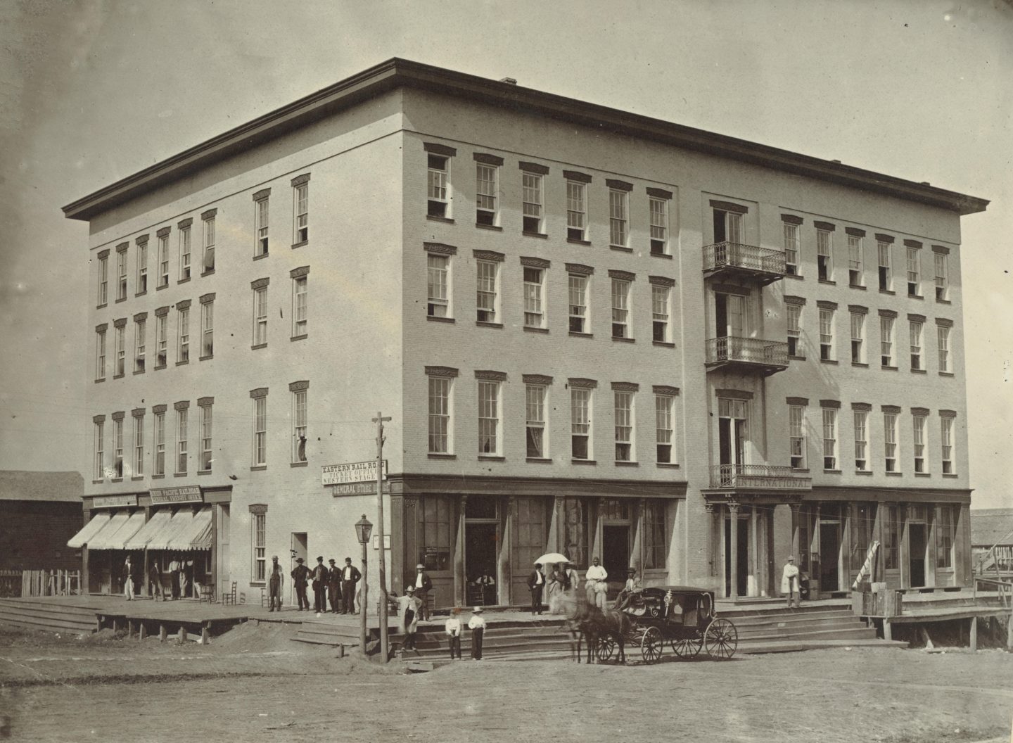 Built in 1858, the Herndon House at 9th and Farnam streets was Omaha’s first big hotel, the fanciest place in the territory. NSHS RG2341-2-p46