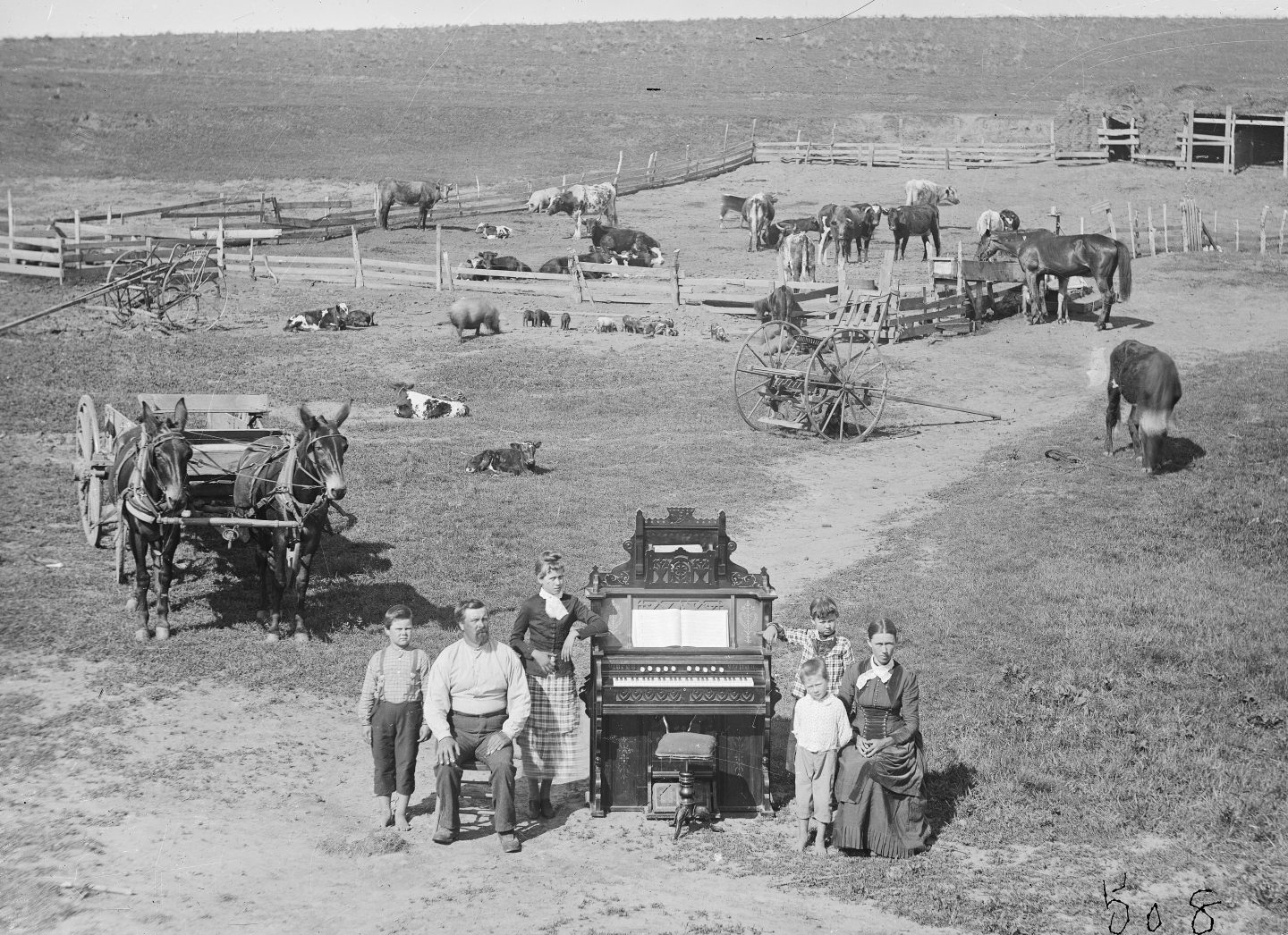 David Hilton homestead with Mrs. Hilton’s beloved pump organ, Custer County, 1887.  NSHS RG2608-0-3535