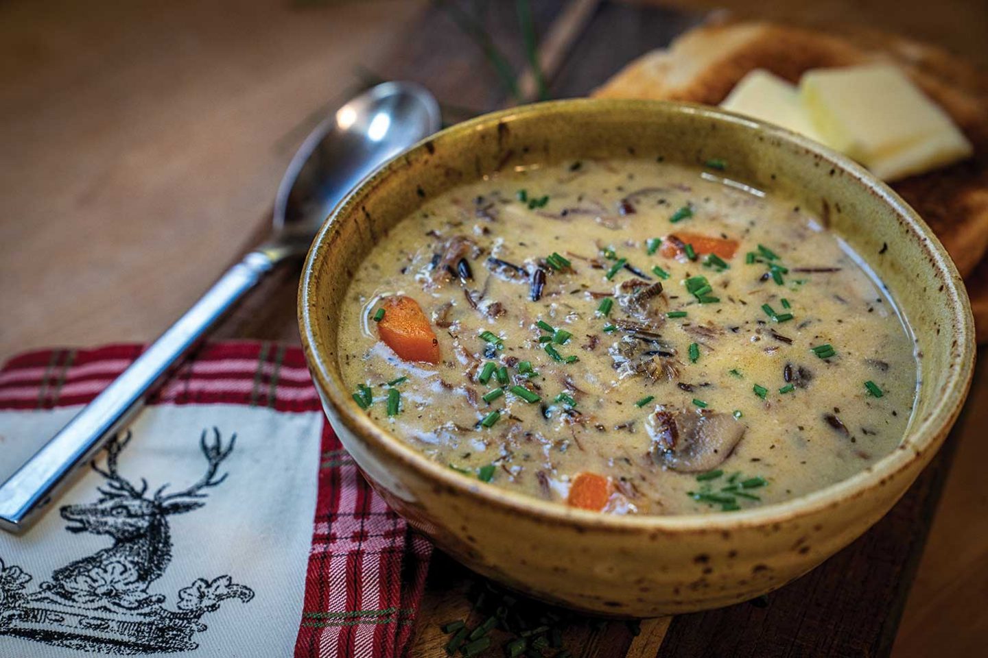 Wild turkey and wild rice soup.