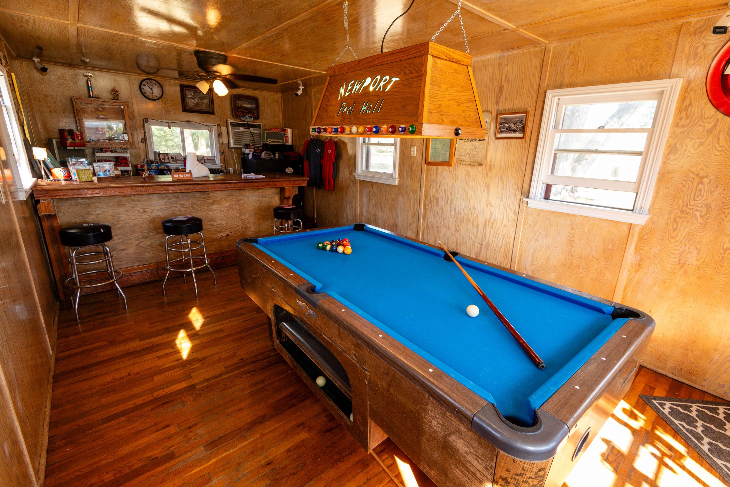 Pool table at the Newport Pool Hall.