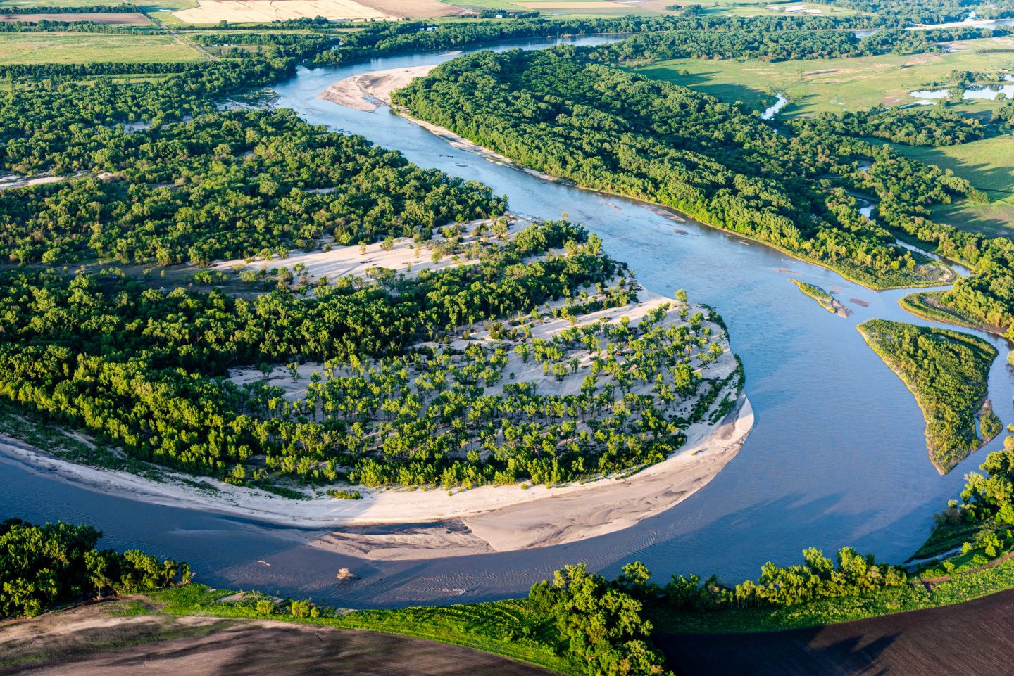 The Loup River takes a wide bend around George D. Syas Wildlife Management Area southeast of Genoa.