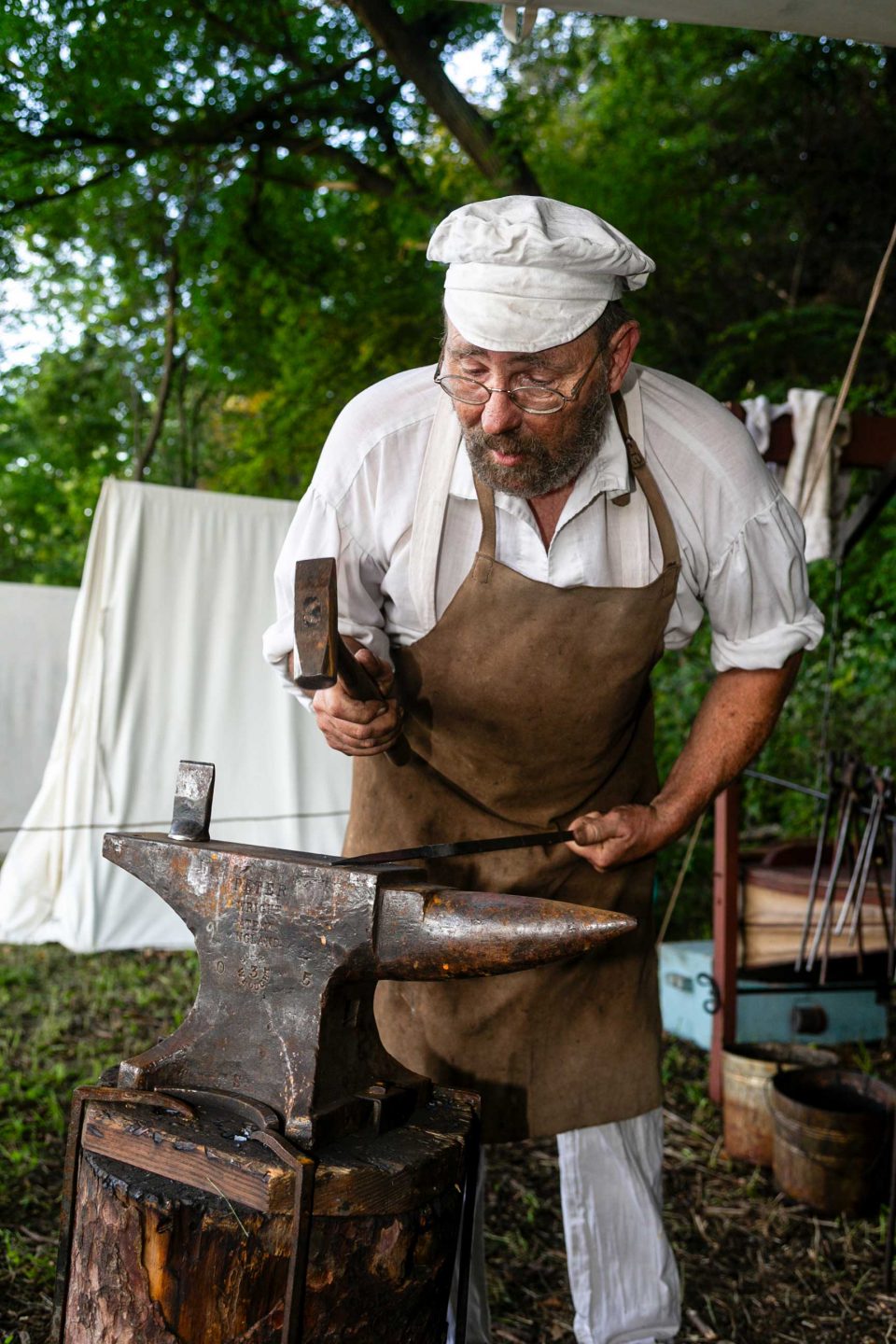 Blacksmith Dean Slader of Valley has been a living history volunteer at Fort Atkinson State Historical Park in Fort Calhoun for nearly 50 years. He also does demonstrations at the Missouri River Outdoor Expo at Ponca State Park.