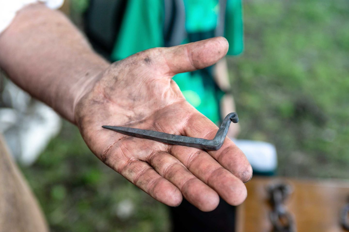 This style of hook is unique to Fort Atkinson, and during the fort’s height, as many as 2,800 hooks may have been driven into its walls.