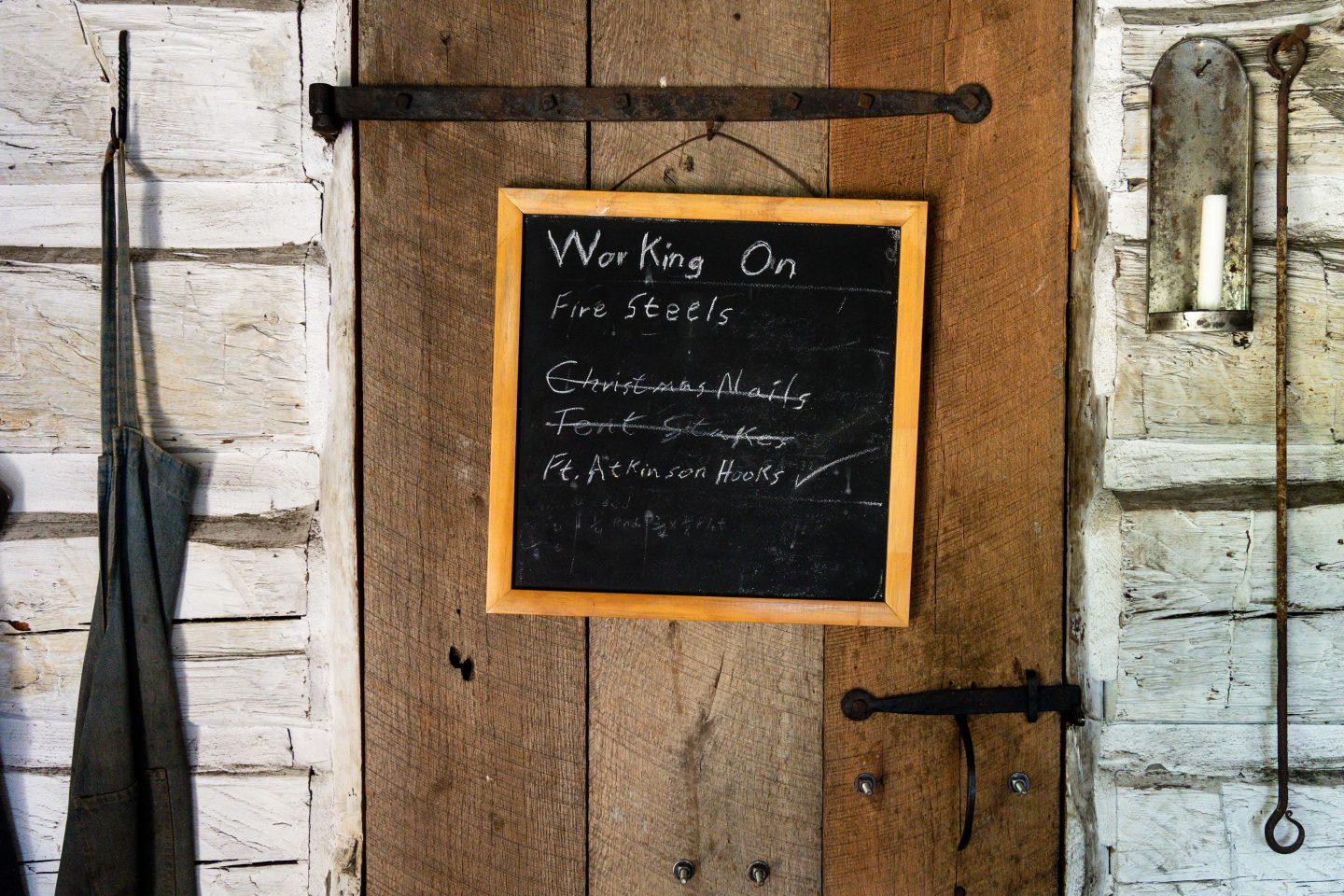 To-do list of projects at the blacksmith shop include Christmas nails, tent stakes and Fort Atkinson hooks.