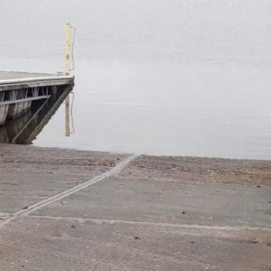 Low water conditions on boat ramp.