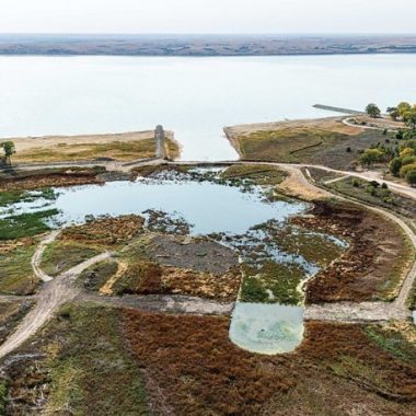 Aerial view of Methodist Cove, Harlan County Reservoir. Photo by Eric Fowler, Nebraskaland Magazine.