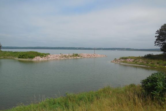 Mouth of bay on reservoir.