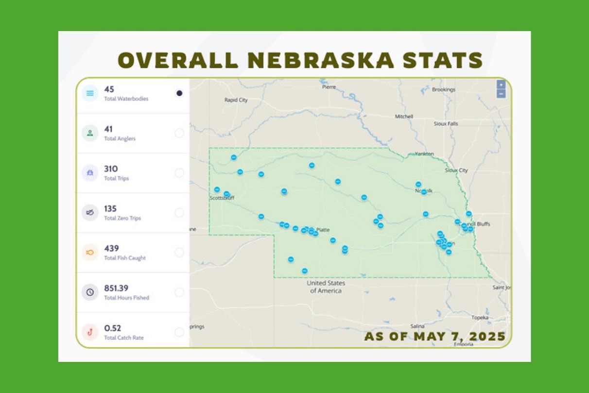 Map of entries in Midwest Walleye Challenge, 2025.