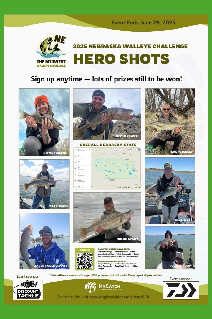Photos of anglers and fish in Midwest Walleye Challenge 2025.