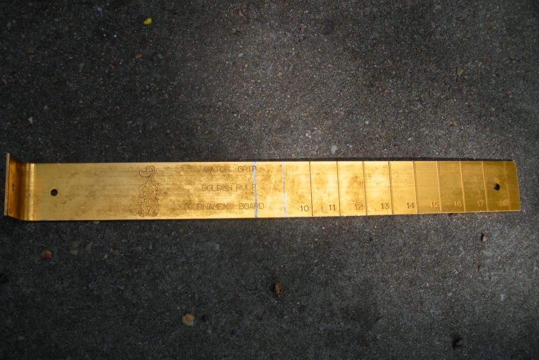 Bump board ruler for measuring fish.  Photo by Daryl Bauer, Nebraska Game & Parks Commission.