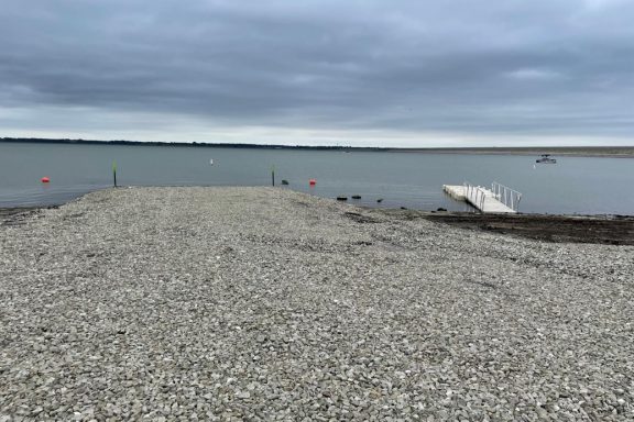 Low water boat ramp at Harlan County Reservoir. Photo by U.S. Army Corps of Engineers.