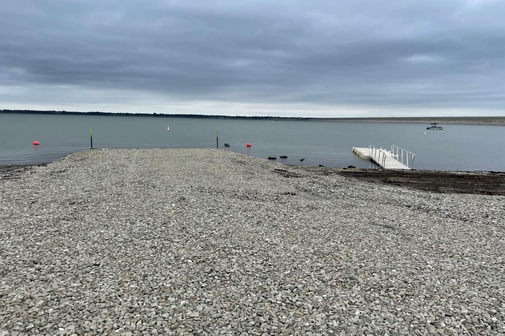 Low water boat ramp at Harlan County Reservoir. Photo by U.S. Army Corps of Engineers.