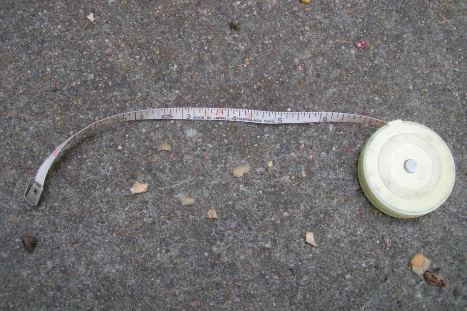 Retractable cloth measuring tape for measuring fish.  Photo by Daryl Bauer, Nebraska Game & Parks Commission.