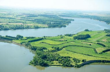 Aerial view of Medicine Creek Reservoir, Nebraska. Photo by Eric Fowler, Nebraska Game & Parks Commission.
