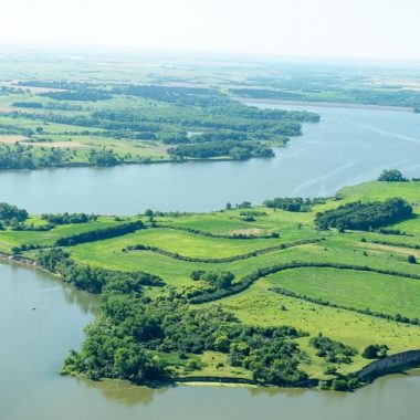 Aerial view of Medicine Creek Reservoir, Nebraska. Photo by Eric Fowler, Nebraska Game & Parks Commission.