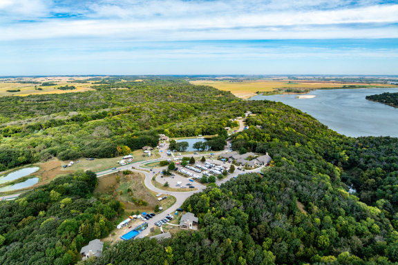 Aerial view of Ponca State Park’s visitor center during the Missouri River Outdoor Expo.